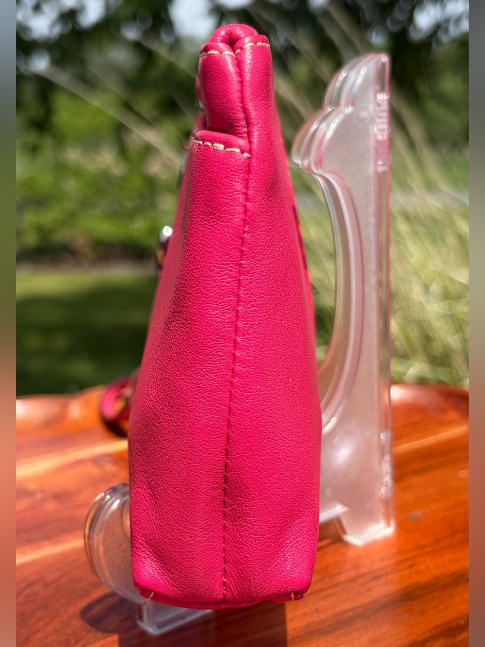 Coach Fuchsia Pink Leather Wristlet Clutch EUC - Picture 14 of 15